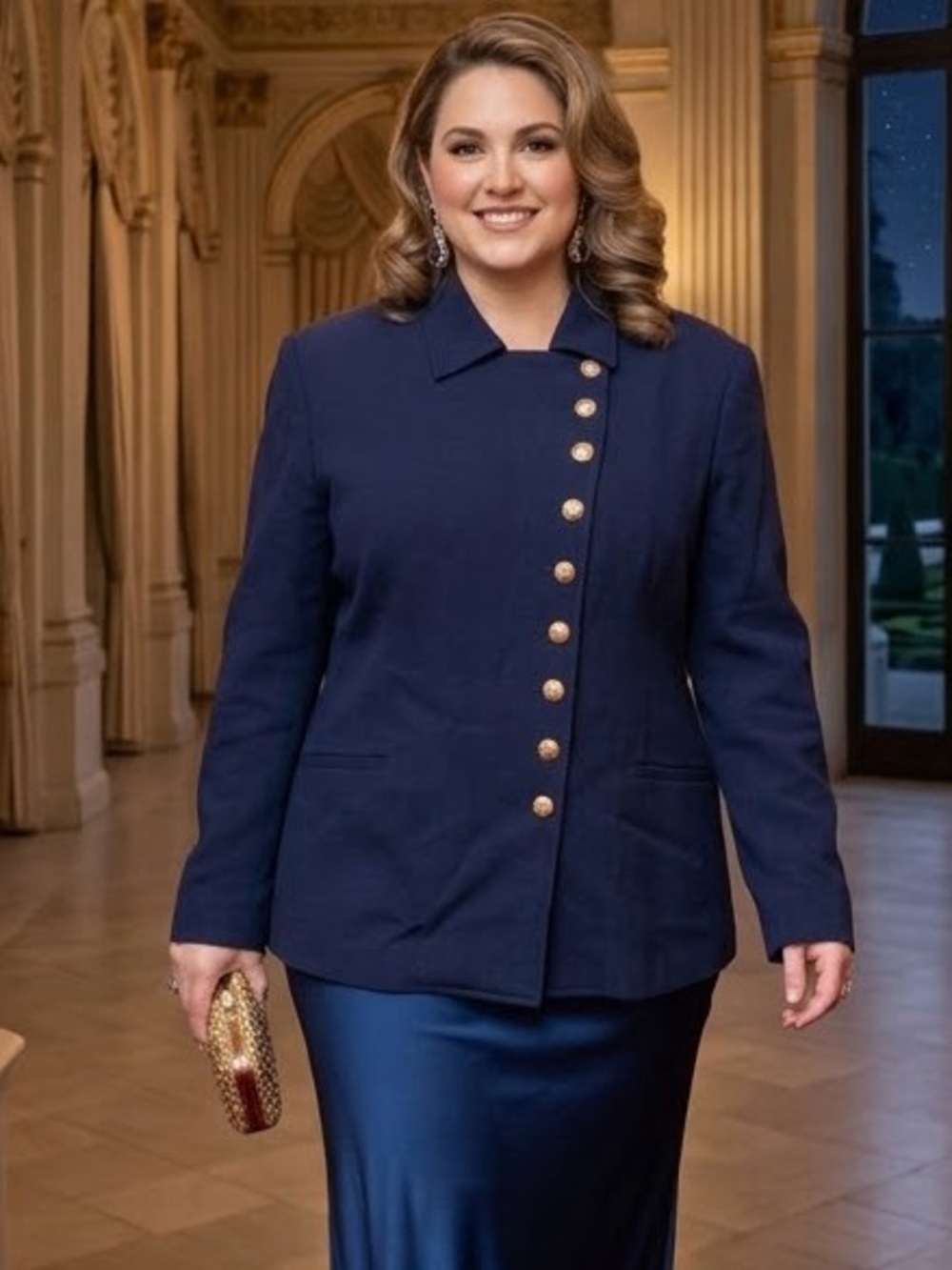 Vtg Ralph Lauren Navy Wool Military Equestrian Academia Blazer Gold Button 18w